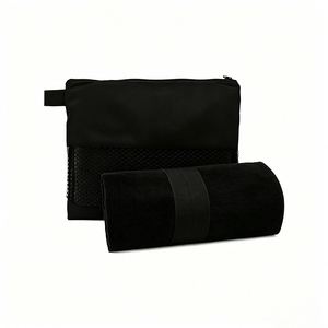 ZENACROSS RTS Microfiber Sports Beach Towel 100x200cm Quick Dry Absorbent Compact Solid Black with Carry Bag - Product Image 1