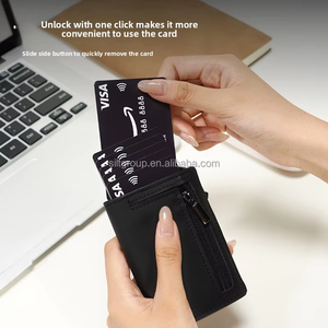 Tùy chỉnh RFID chặn nhôm chủ thẻ Wallet Slim Pop Up ID tín dụng Trường hợp với bìa da chống trộm phong cách kinh doanh - Product Image 4