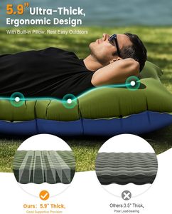 Matelas de couchage auto-gonflant en TPU de 5,9 pouces d'épaisseur avec oreiller intégré et pompe à pied, étanche et pliable pour le camping et la randonnée (Vert) - Product Image 3
