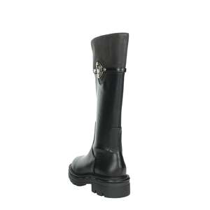 Liu-Jo Women's <b>Knee</b>-<b>High</b> Boots Black Leather With Metal Buckle Detail - Product Image 2
