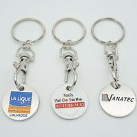 Porte-clés jeton de chariot en métal émaillé DIY, pièce de 1 euro, avec logo personnalisé, également utilisable comme collier