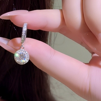 Orecchini Pendenti in Argento Sterling S925, Orecchini a Cerchio Rotondi con Moissanite e Diamanti Sintetici, Gioielli Personalizzati per Donne e Ragazze