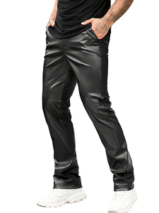 <span class=keywords><strong>Pantaloni</strong></span> da <span class=keywords><strong>Uomo</strong></span> Personalizzati in Ecopelle Stile Ciclista, <span class=keywords><strong>Pantaloni</strong></span> in PU Tinta Unita Stile Western, <span class=keywords><strong>Pantaloni</strong></span> alla Moda Slim-Fit a Gamba Dritta - Product Image 1