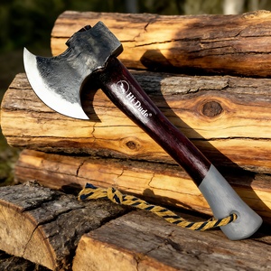 Hacha Vikinga Industrial Forjada a Mano, de Acero con Alto Contenido de Carbono, Hacha de Camping con Mango de Madera Sólida, Hacha Portátil de Supervivencia para Exteriores - Product Image 1