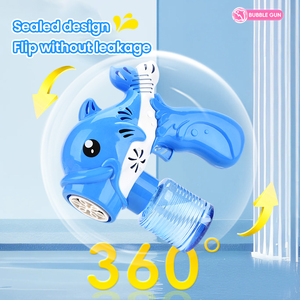 Verano actividades al aire libre fabricante de burbujas eléctrico rosa y azul lindo Delfín de dibujos animados pistola de burbujas de juguete con luces para niños - Product Image 5