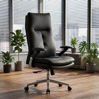 Chaise de bureau de style professionnel avec dossier haut en cuir PU, design ergonomique, siège rembourré épais rétractable