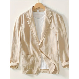 Costume décontracté pour hommes populaires veste monocouche couleur unie coton <span class=keywords><strong>lin</strong></span> Blazers transfrontalier décontracté hauts à la mode pour hommes - Product Image 3