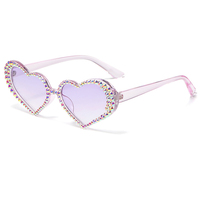 Lunettes de soleil tendance pour femmes, nouveau design 2025, surdimensionnées, colorées, avec strass, en forme de cœur rose, pour dames