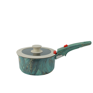 Juego de utensilios de cocina de acero al carbono con revestimiento antiadherente, <span class=keywords><strong>mango</strong></span> desmontable de baquelita y diseño de mármol verde, apto <span class=keywords><strong>para</strong></span> inducción, que incluye cacerola y sartén. - Product Image 5