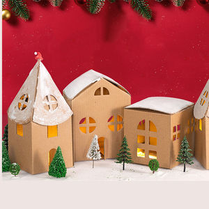 ストッキングクリスマスペーパーハウス手作りクラフトキットライト付きハード段ボール - Product Image 2