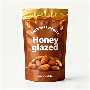 Busta Stand-up in Alluminio ad Alta Barriera con Chiusura a Zip Richiudibile per Alimenti Freschi, Noci e Snack - Product Image 1