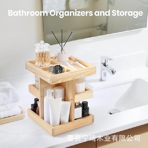 New rotating solid wood <b>shelf</b>, tiered cosmetic organizer, <b>desktop</b> organizer. - Product Image 4