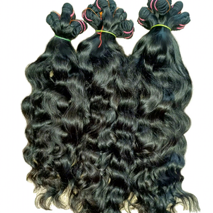 ผมต่อแบบ Single Drawn Remy Indian Virgin แท้ 100% ไม่ผ่านการแปรรูป แบบลอนหยักศก  ถักด้วยเครื่องจักรแบบ Double Weft น้ำหนัก 100 กรัม ขายส่ง - Product Image 1