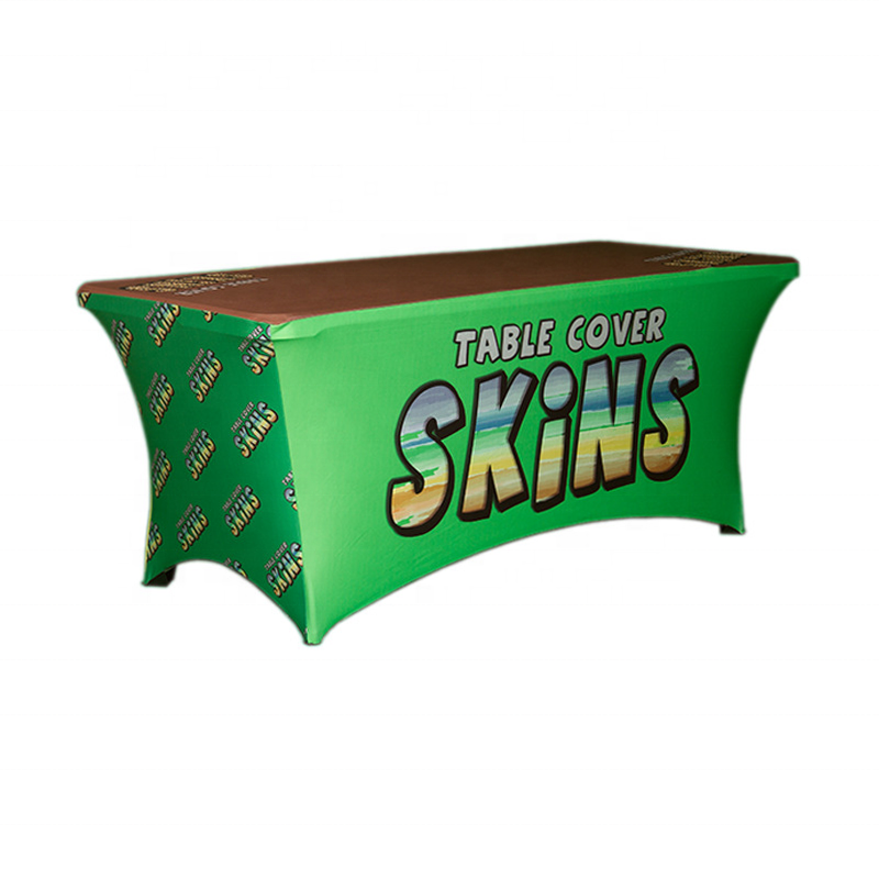 Индивидуальный логотип облегающий эластичный спандекс скатерть, дисплей торговой выставки журнальный столик Чехлы дешево