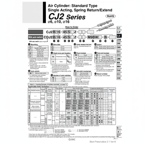 Pièces pneumatiques CJ2B16-15TZ de cylindre d'air pneumatique SMC - Product Image 1