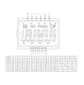Industrielles HTN-LCD-Modul 3,3 V 1/4 Duty 1/3 Bias 10 ~ 60 ° C DIP 14 Pins - Product Image 6