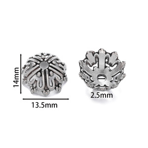 Capuchons de perles en alliage de zinc, forme fleur, argent antique, creux, pour la fabrication de colliers, accessoires de bijoux DIY - Product Image 2