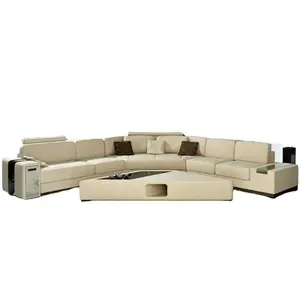 Sang Trọng L Hình Sofa Da Thiết Lập Trung Quốc Nhà Sản Xuất Phong Cách Châu Âu Phòng Khách Nội Thất Sofa