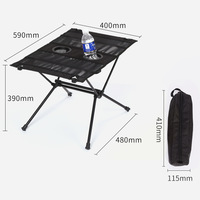 Table de camping ultralégère en aluminium, pliable avec porte-gobelet, hauteur réglable, mobilier d'extérieur en maille respirante
