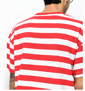 <span class=keywords><strong>T</strong></span>-shirts en coton à rayures <span class=keywords><strong>et</strong></span> col rond pour hommes vente en gros nouveau design en tricot plat rose <span class=keywords><strong>rouge</strong></span> <span class=keywords><strong>et</strong></span> <span class=keywords><strong>blanc</strong></span> - Product Image 3