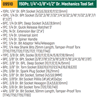 Jeu de clés à douilles SATA 09510 de 150 pièces, embouts 1/4, 3/8, 1/2, métriques et SAE, 6 et 12 points, en acier au chrome-vanadium, autres outils à main