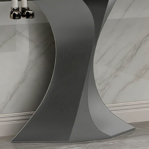 Table console d'entrée moderne de luxe en marbre sablé, table de salon étroite et originale de 48 pouces en forme d'<span class=keywords><strong>arc</strong></span> avec miroir - Product Image 2