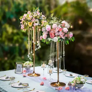 Bougeoir en verre de qualité en gros porte-fleurs en cristal pour la décoration de pièce maîtresse de Table de mariage