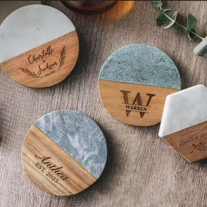 Gran oferta, regalos <span class=keywords><strong>de</strong></span> boda personalizados, posavasos <span class=keywords><strong>de</strong></span> piedra, posavasos <span class=keywords><strong>de</strong></span> madera <span class=keywords><strong>de</strong></span> Acacia <span class=keywords><strong>de</strong></span> mármol grabado para bebidas, portavasos, posavasos <span class=keywords><strong>de</strong></span> mármol - Product Image 1