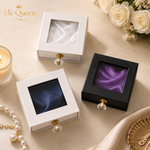 Custom Jewelry Packaging <b>Box</b> with Window Display, Smooth Drawer Design and Crystal Knob Handle for <b>small</b> jewelry brand packaging - Product Image 1