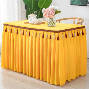 <span class=keywords><strong>Nappe</strong></span> de <span class=keywords><strong>table</strong></span> rectangulaire en velours doré épais avec glands suspendus, <span class=keywords><strong>nappe</strong></span> de <span class=keywords><strong>table</strong></span> unie pour exposition - Product Image 4