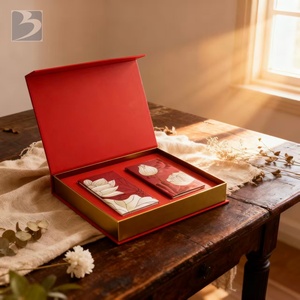 Boîte cadeau de luxe pour <span class=keywords><strong>mouchoir</strong></span> de poche, bandana, <span class=keywords><strong>mouchoir</strong></span>, boutons de manchette, avec logo en feuille gaufrée et motif en cuir - Product Image 2