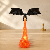 Sculpture LED Dragon Fantastique avec Effet de Flamme Mobile, Décoration de Bureau et d'Étagère, Cadeau Artisanal Créatif pour les Amateurs de Dragons
