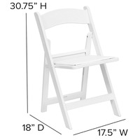 Chaise pliante en bois et résine blanche Wimbledon pour la décoration de mariage sur la plage, événement, fête, vente en gros