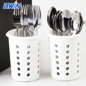 Cilindro bianco porta posate in plastica forata casa cucina Organizer per stoviglie - Product Image 5