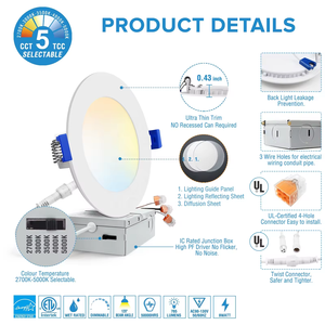 ETL CE ROHS Ra80/90 cao Lumens LED Downlight nhôm + PC trắng siêu mỏng Đèn trần bảng điều chỉnh đèn - Product Image 3