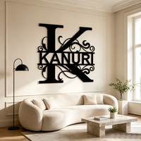 Panneau mural personnalisé en métal avec monogramme, initiales diagonales, pour la décoration d'entrée ou de couloir