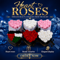 Nouvelle rose éternelle préservée, décoration OEM, 16 roses en forme de cœur, taille personnalisable, amour éternel, fleurs éternelles, boîte cadeau