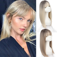 Prothèse capillaire de remplacement à raie médiane, fabriquée à la machine, en fibre haute température, avec cuir chevelu simulé, pour couvrir les cheveux gris