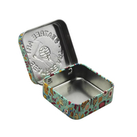 Boîte en métal miniature embossée colorée tendance, logo personnalisé, petit contenant carré en métal pour cosmétiques
