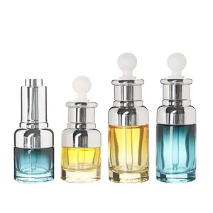 20ml Special Design High-ranking for Wholesalers and Importers Spray Blue Round Essential Oil Glass Bottle White Rubber Dropper