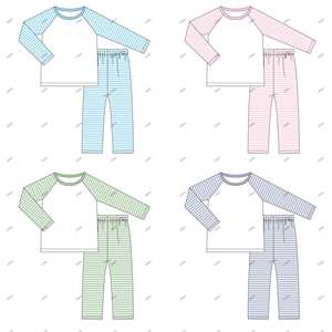 للبيع بالجملة من Lanye طقم بلينغ بأكمام طويلة مخطط قطني عالي الجودة فارغ من Lanye - Product Image 1