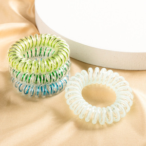 Élastique à cheveux en forme de cordon téléphonique, couleur dégradée, haute élasticité, en résine plastique, accessoire capillaire décontracté pour femme, Printemps 2024 - Product Image 1