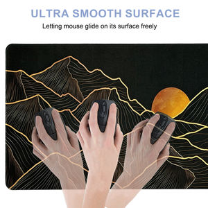 Tapis de souris de jeu grand format personnalisé, résistant à l'eau, motif montagne ligne or, en tissu micro-tissé, avec base en caoutchouc et bords cousus - Product Image 4