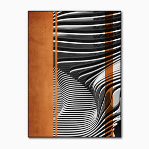 لوحة زخرفية بسيطة حديثة لغرفة المعيشة خطوط تجريدية على الطراز البسيط ورقة مطبوعة من سبائك الألومنيوم للمطعم - Product Image 5