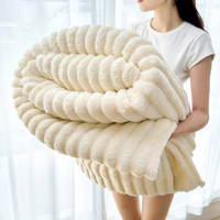 Couverture Polaire Rayée Personnalisée OEM, Épaisse et Douce, Idéale pour Canapé, Lit et Maison - Vente en Gros