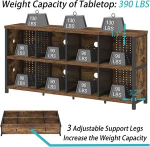 Bibliothèque plate <span class=keywords><strong>Feng</strong></span> <span class=keywords><strong>Shui</strong></span> rurale étagère industrielle Cube support de rangement large métal bureau Cube support ferme étagère basse longueur - Product Image 4