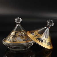 Tajine en verre personnalisé, mini tajine marocain, tajine en verre doré de style arabe