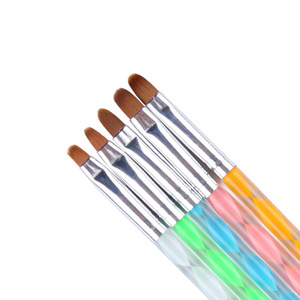 Double Head Nylon Nail Art Brush Spiral Handle Crimped Ferrule Flower Dotting Needle Pen for Gel Design - Product Image 2