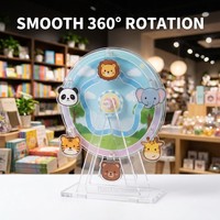 HanXin Custom Kawaii Animal World Acrylic Rotating Ferris Wheel Desktop Stand Figure Display Grosir Pabrik Vendor
