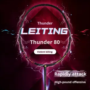 Raquette de badminton Thunder 80 entièrement en fibre de carbone, haute tension, légèrement rigide, type offensif violent, 5U ultra-légère, avancée, G5 PU - Product Image 2